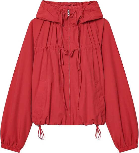 Womens Hooded Bomer Jackets Lightweight Gathered Coats | Amazon (US)