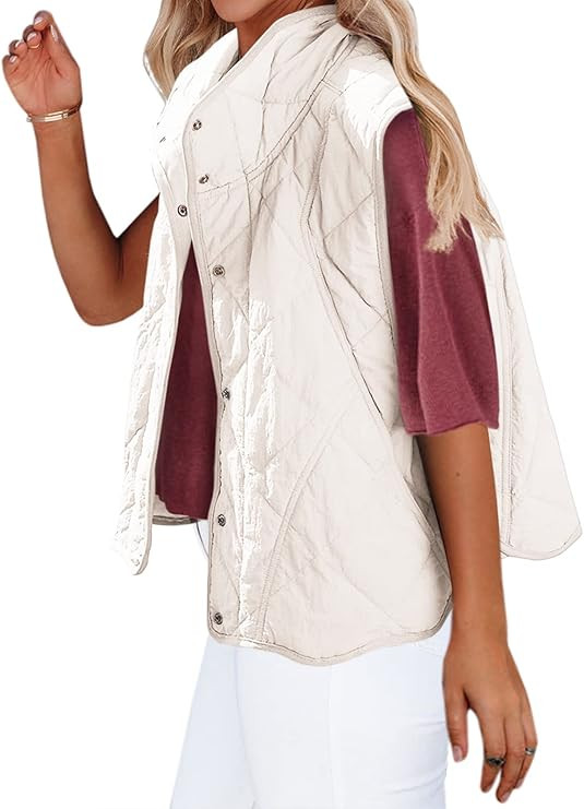 SENSERISE Womens Oversized Quilted Vest Stand Collar Lightweight Zip Padded Gilet with Pockets | Amazon (US)