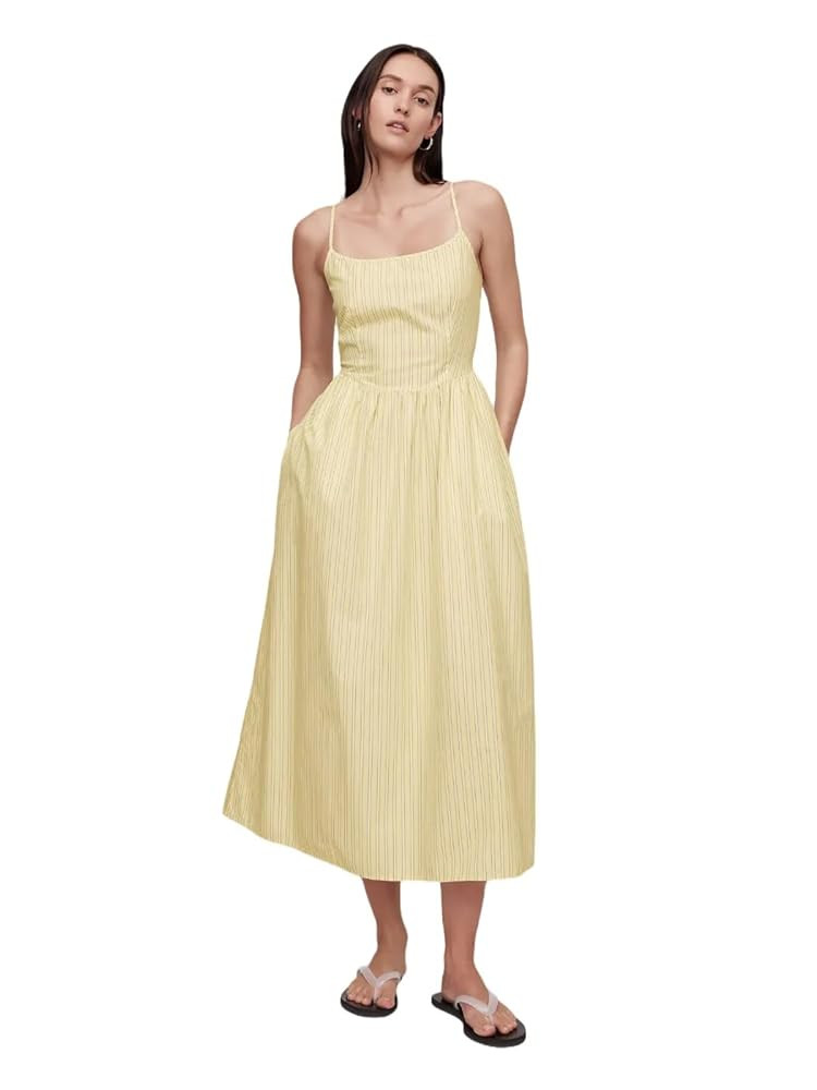 GAP Women's Dipped Waist Midi Dress | Amazon (US)