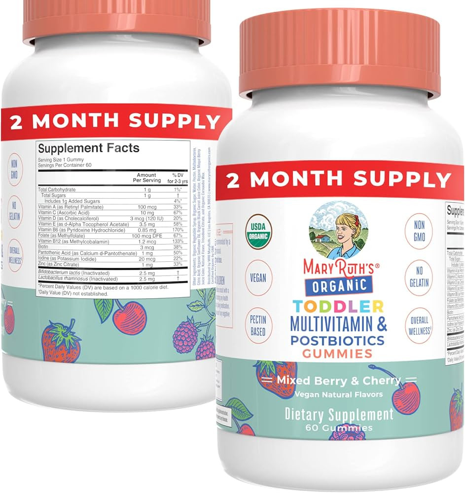 MaryRuth's Toddler Multivitamin Gummies + Postbiotics | USDA Organic | Kids Multivitamin + Postbioti | Amazon (US)