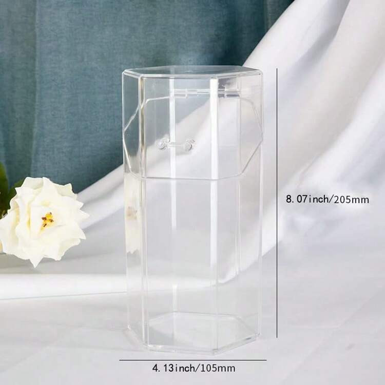 1 Pezzo Portapennelli Per Trucco Con Coperchio, Organizzatore Di Pennelli Cosmetici Antipolvere, Portapenne Quadrato In Plastica Minimalista E Secchio Portapennelli Da Trucco, Contenitore Trasparente Per La Conservazione Dei Cosmetici Per Camera Da Letto E Articoli Per La Casa (Senza Perle) | SHEIN