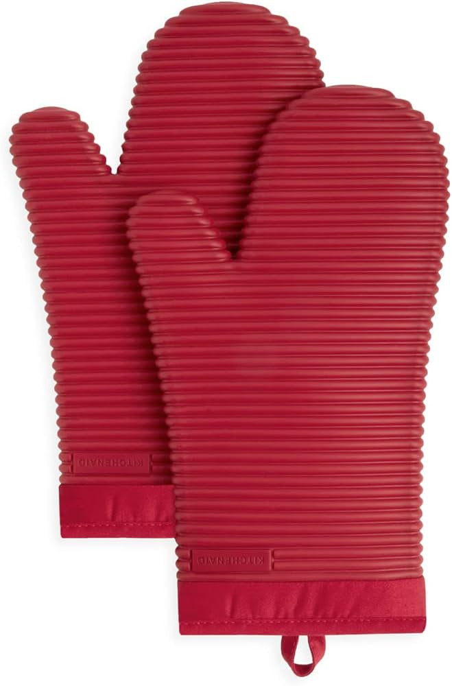 KitchenAid Ribbed Soft Silicone Oven Mitt Set, 7.5"x13", Passion Red 2 Count, O2013117TDKA 600 | Amazon (US)