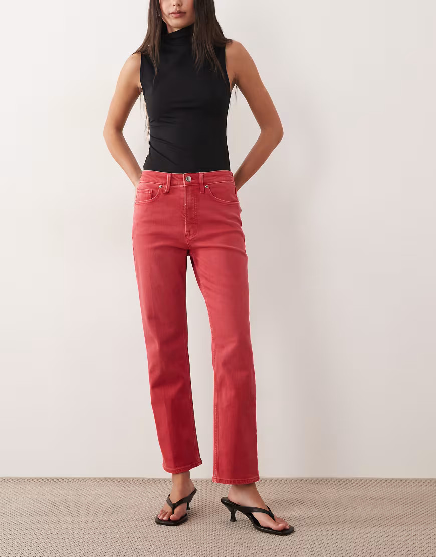 Good American icon ankle length jeans in cherry red | ASOS (Global)