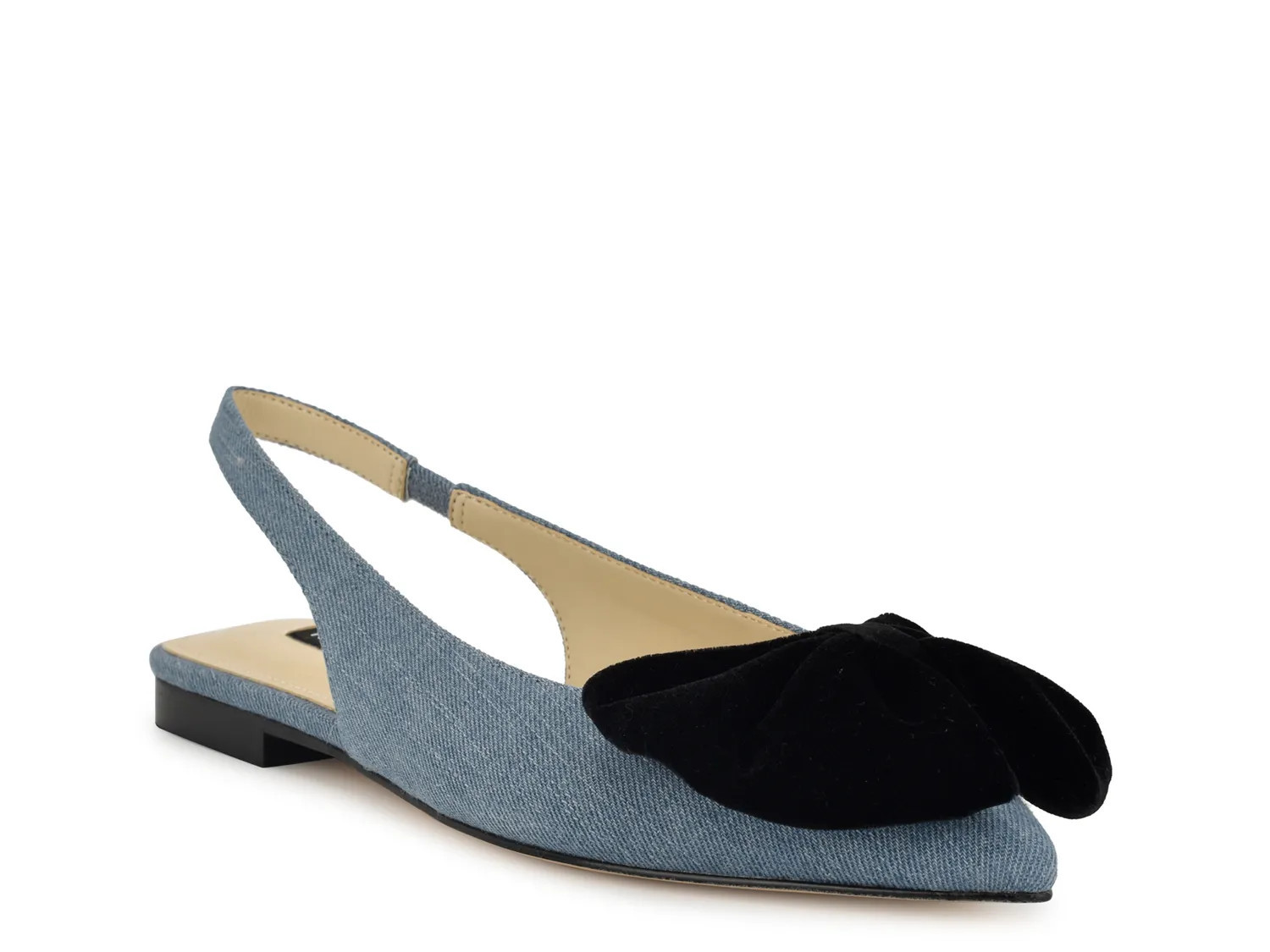 Nine West Junnie Flat | Women's | Blue Denim Fabric | Size 7.5 | Flats | Slingback | DSW