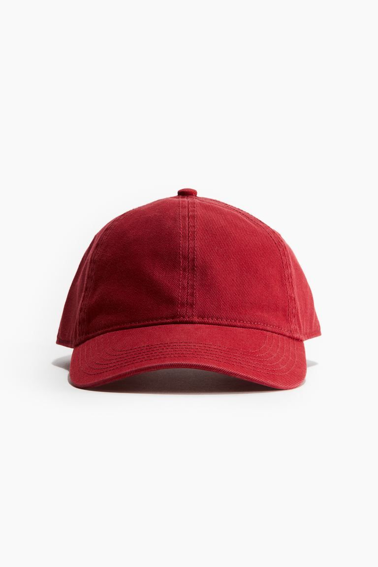 Washed-look Denim Cap - Red - Ladies | H&M US | H&M (US + CA)