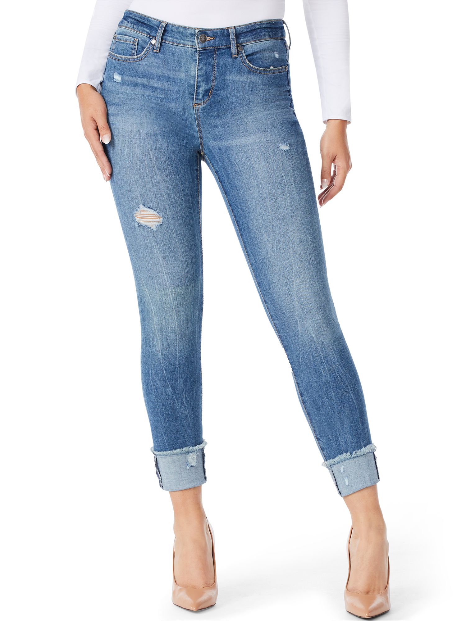 Sofia Jeans by Sofia Vergara Women's Sofia Mid-Rise Skinny Roll Cuff Jeans | Walmart (US)