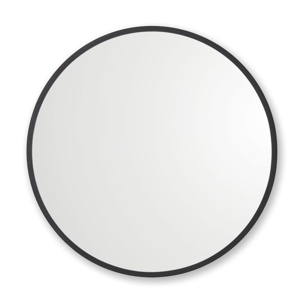 36 in. x 36 in. Rubber Framed Round Single Mirror in Black | The Home Depot