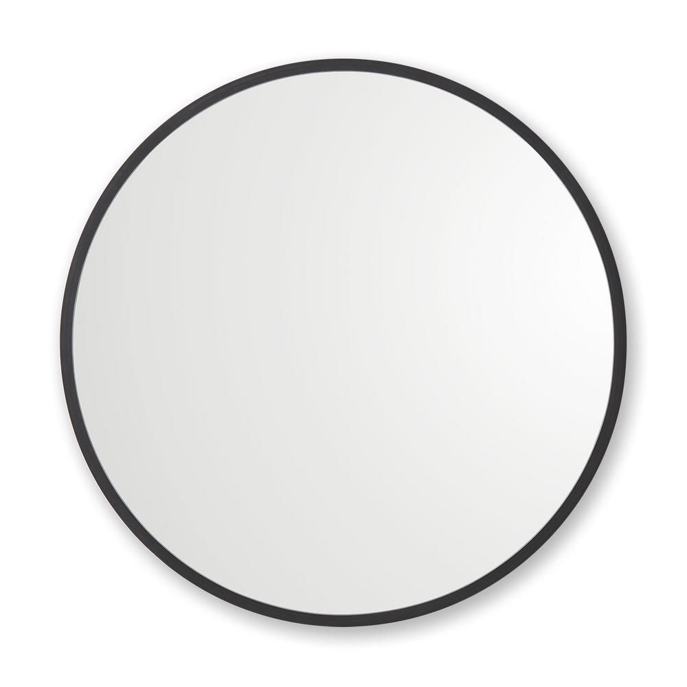 36 in. x 36 in. Rubber Framed Round Single Mirror in Black | The Home Depot