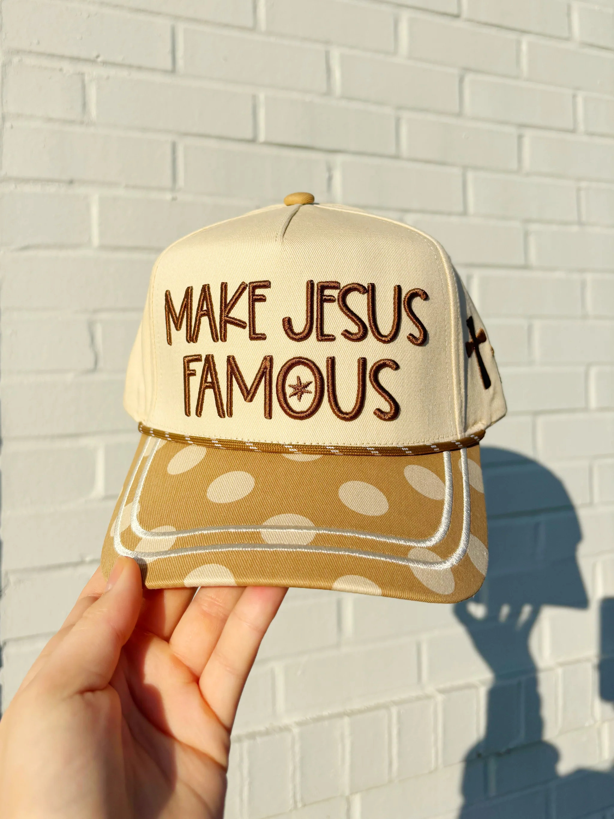 Brown Polka Dot Make Jesus Famous Hat- Pre Order | Poppy & Pine