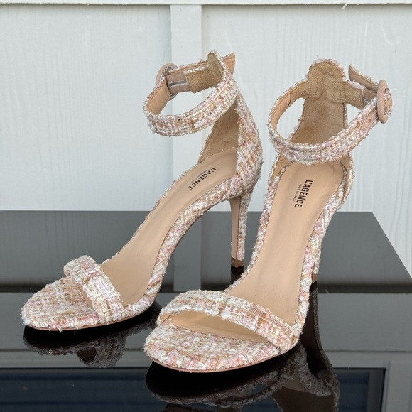 L’AGENCE Giselle ll Tweed Ankle Strap Sandals Pink Heel | Poshmark
