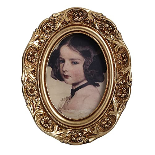 VINLIFE Small Vintage Picture Frames 2.5x3.5 Antique Ornate Oval Mini Picture Frames for Wall Mount and Tabletop Victorian Home Decor Photo Gallery Art, Gold, Oval | Amazon (US)