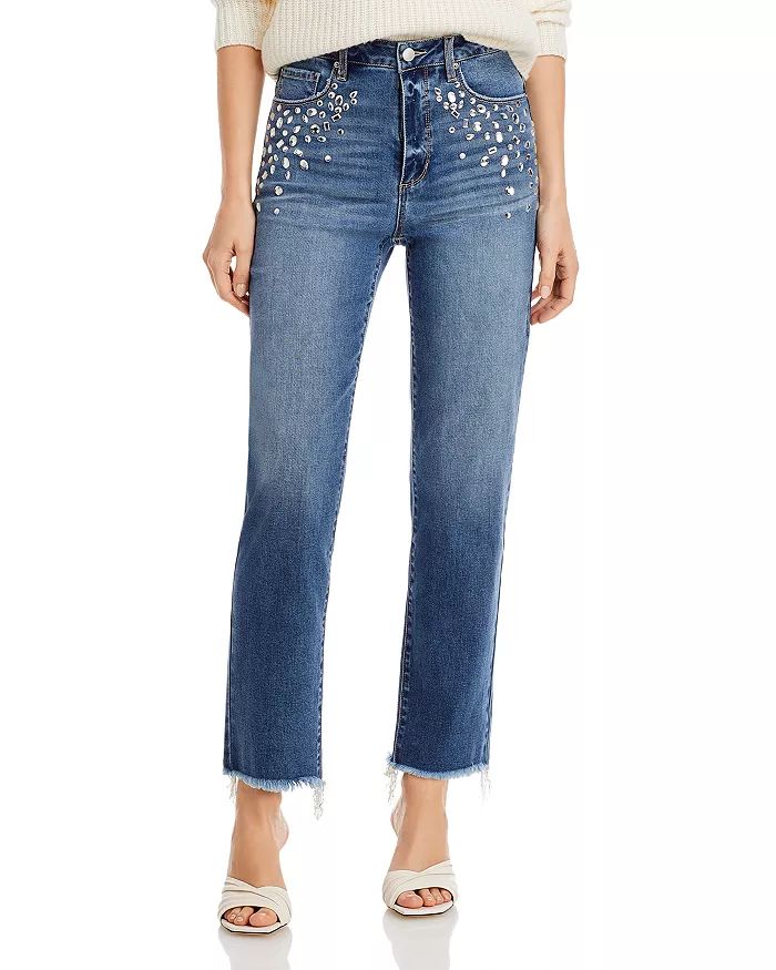 High Rise Embellished Straight Jeans - 100% Exclusive | Bloomingdale's (US)