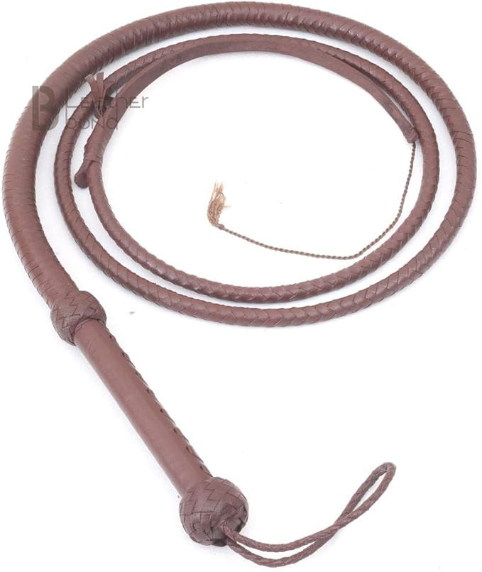 Indiana Jones Style 6 Foot 8 Plait Dark Brown Leather Bullwhip Real Cowhide Leather Bull Whip | Amazon (US)