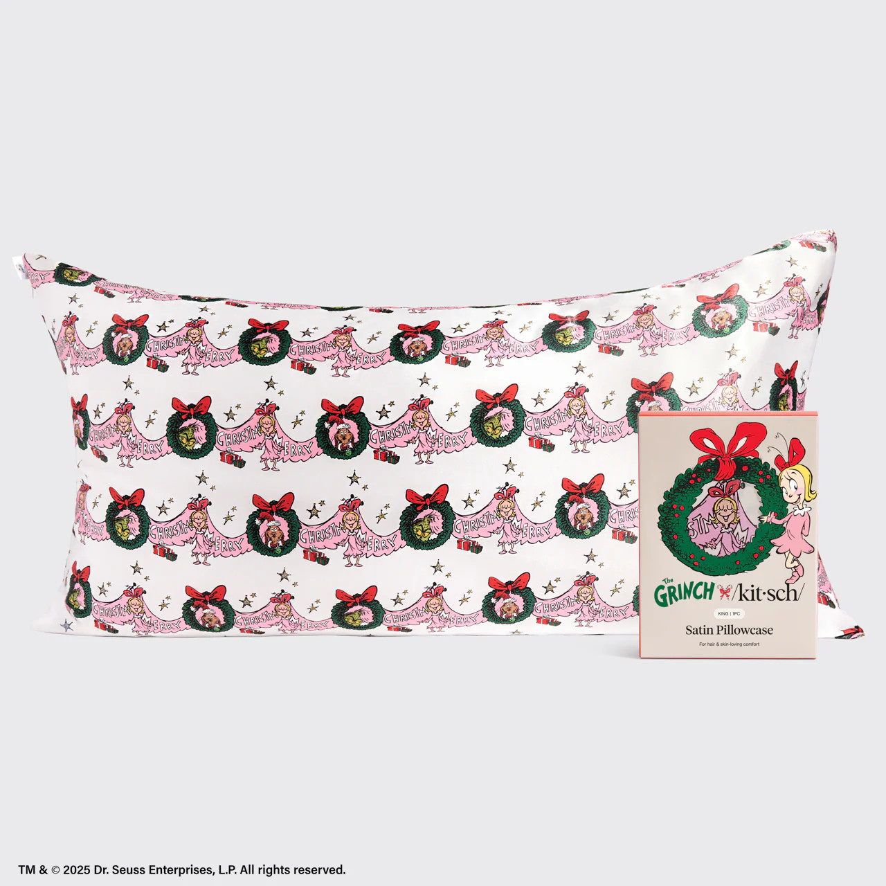 The Grinch x Kitsch Satin Pillowcase in Cindy Lou Who - King | Kitsch