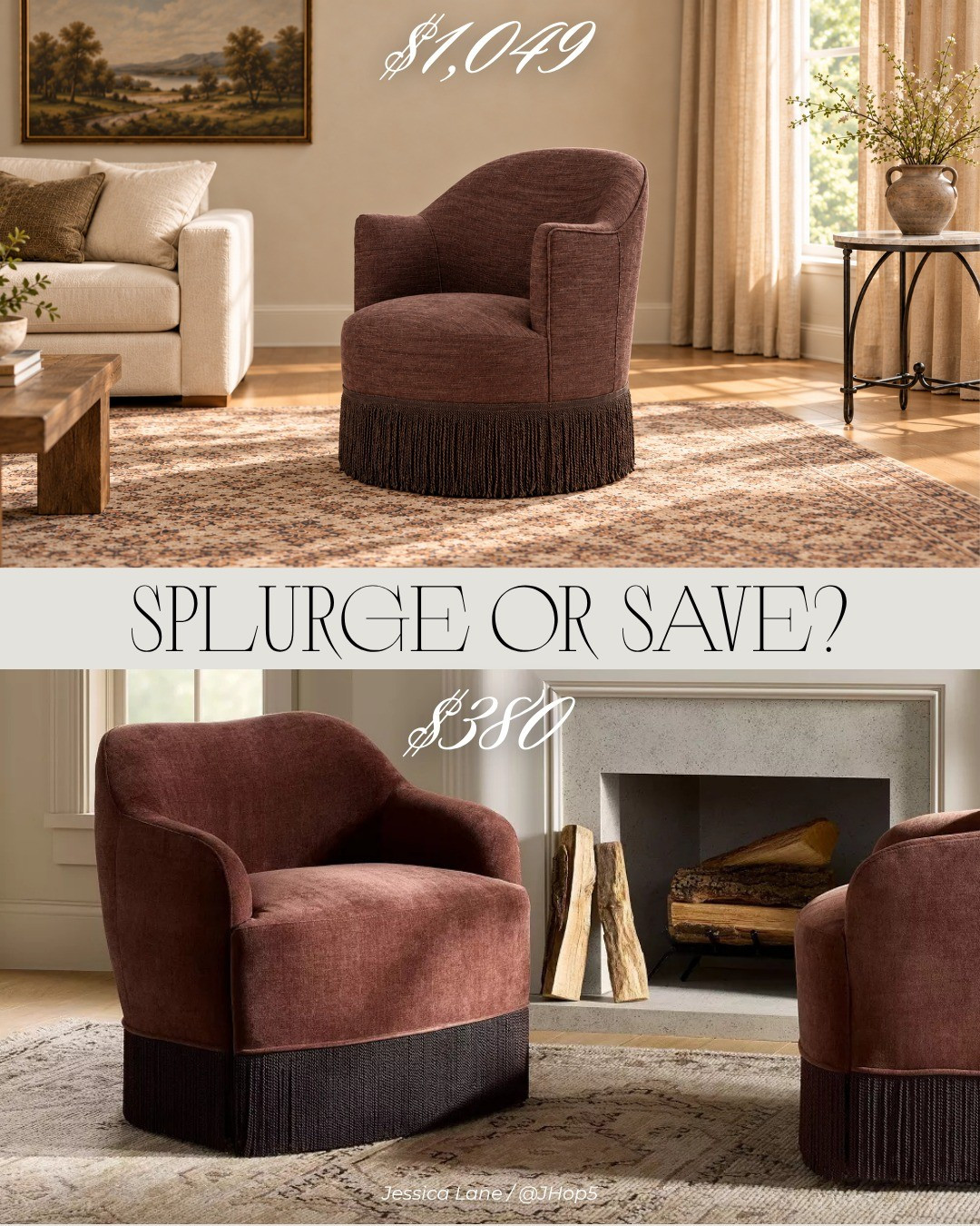 Splurge or save? Loving these gorgeous fringe accent chairs! Get the designer-inspired look for a fraction of the price. $1,049 vs. $380!

#LTKHome