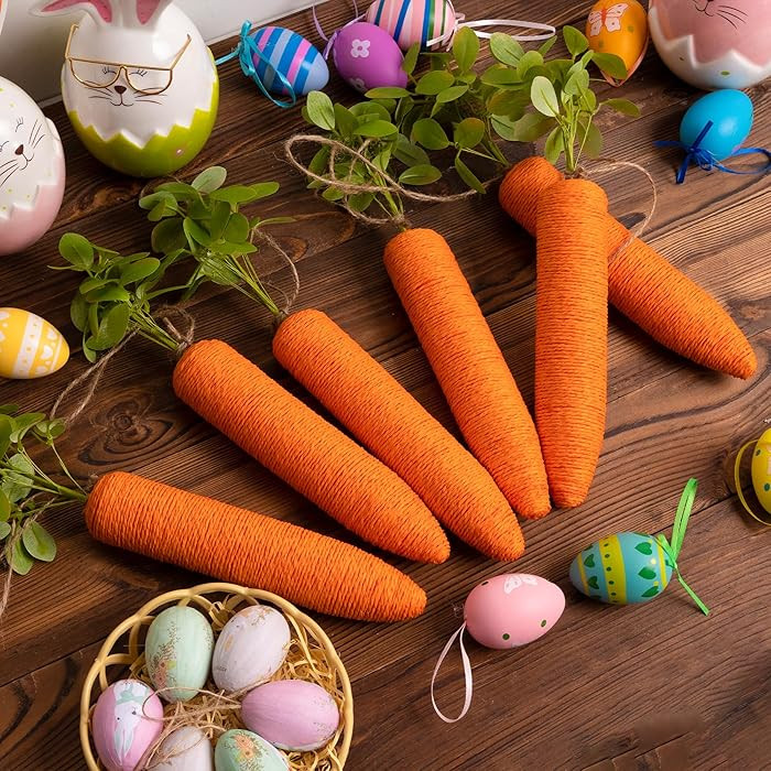 Easter Carrot Ornaments 6 Pcs, 11" Artificial Carrot Decoration with Green Leaves, Carrot Floral ... | Amazon (US)