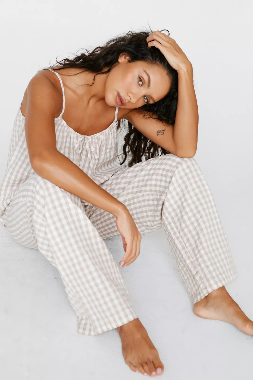 Seersucker Gingham Relaxed Cami and Pants Set | Nasty Gal (US)