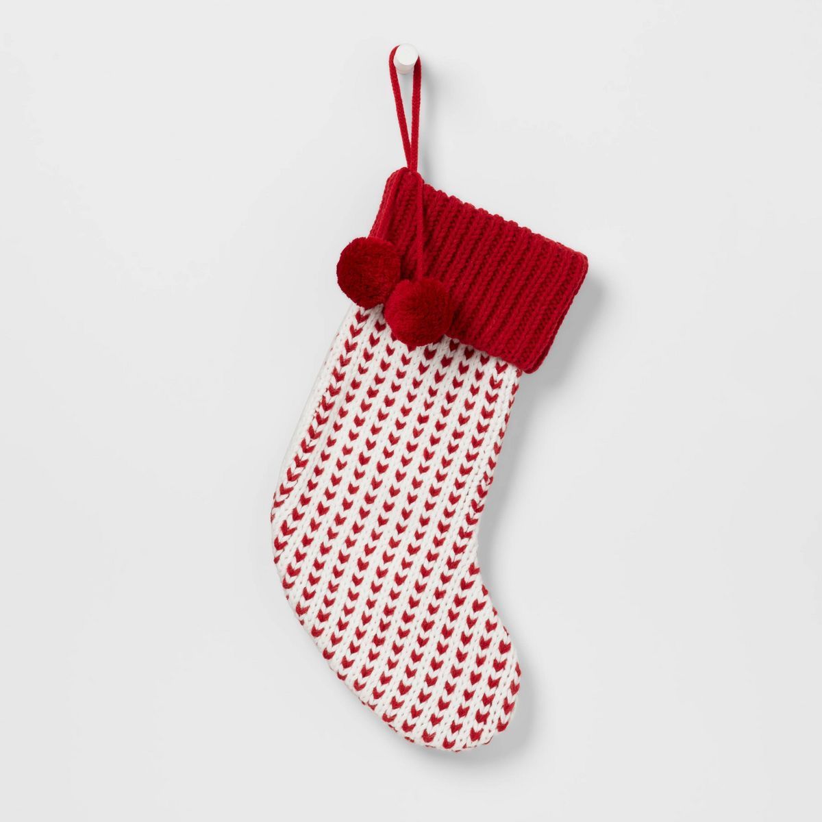 20" Chunky Knit Christmas Holiday Stocking with Pom Poms - Wondershop™ | Target