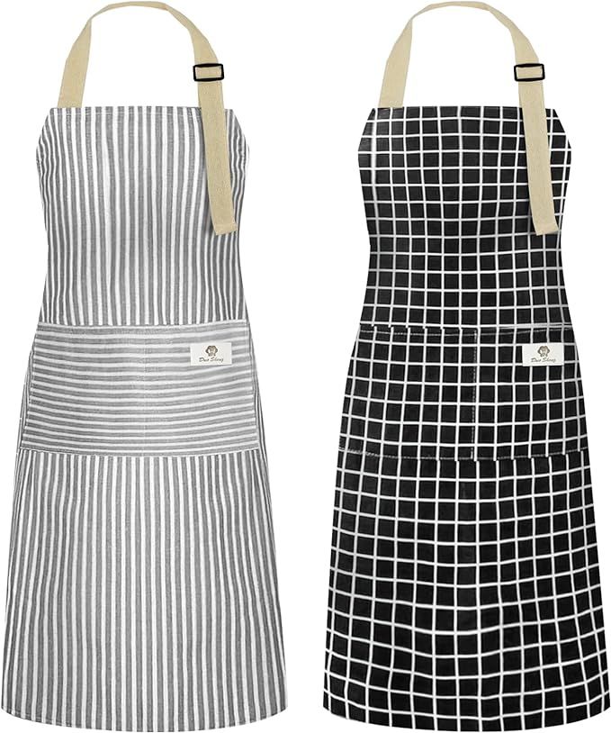 NLUS 2 Pack Kitchen Cooking Aprons, Adjustable Bib Waterproof Chef Apron with 2 Pockets for Men W... | Amazon (US)