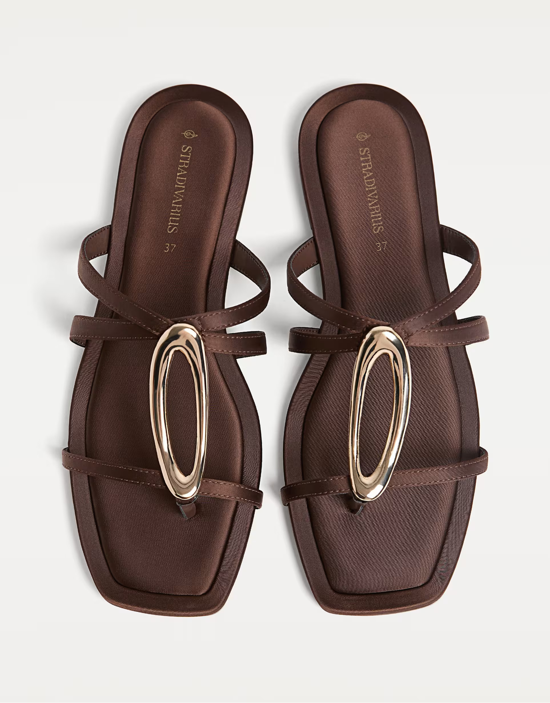 Stradivarius flat sandals with metal detail in brown | ASOS (Global)