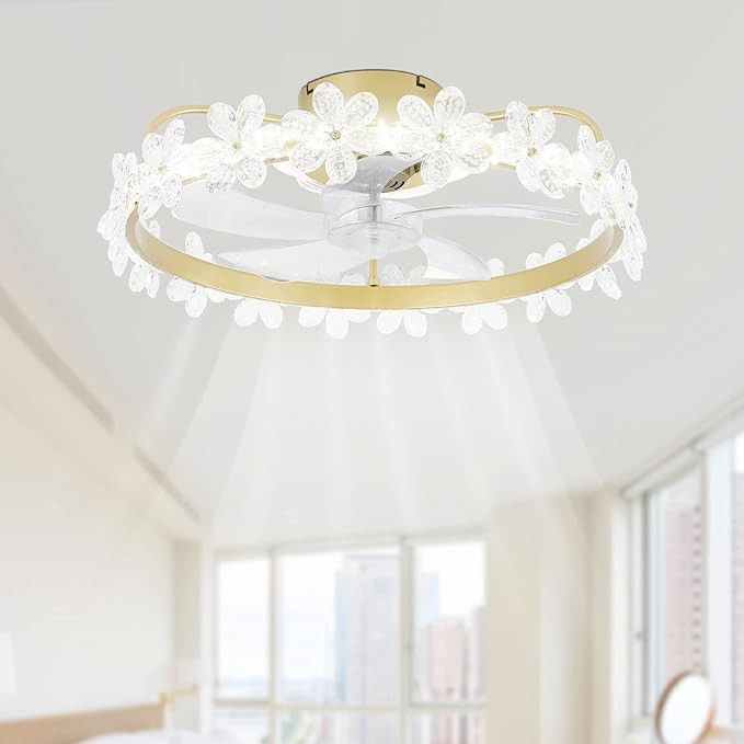 Oaks Aura Flush Mount Low Profile Ceiling Fan with Light and Remote,Intelligent Can Cell Phone AP... | Amazon (US)