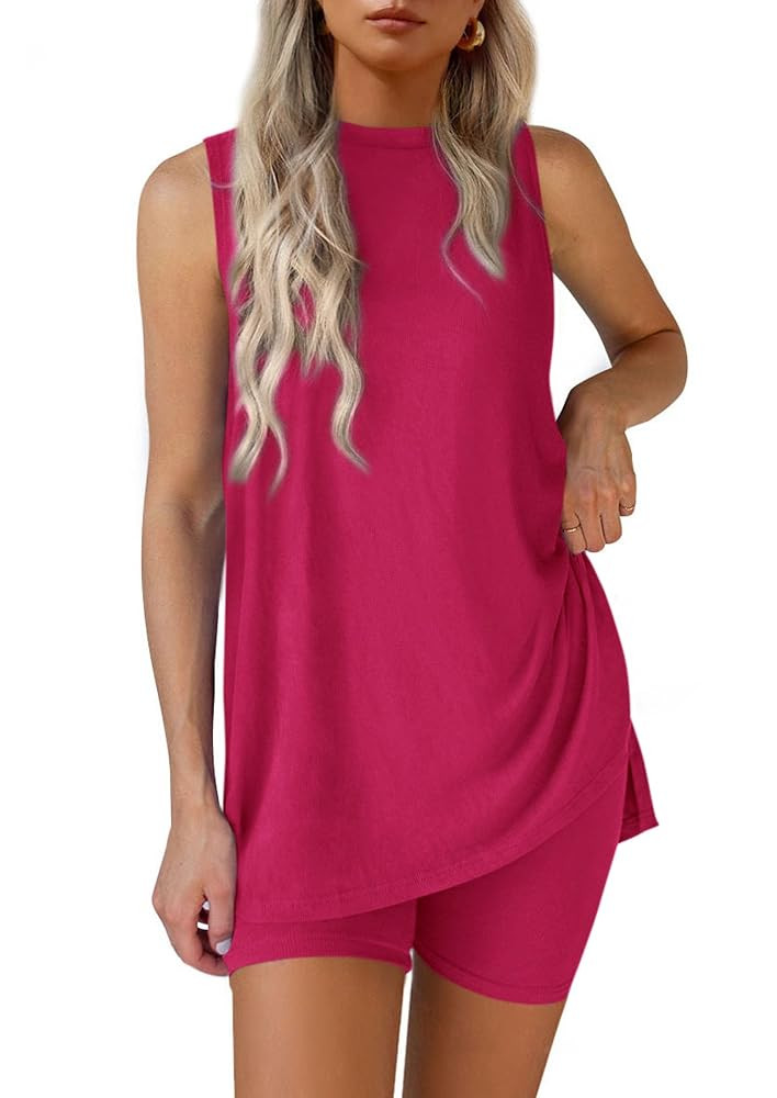 PRETTYGARDEN 2 Piece Sets for Women 2025 Summer Matching Lounge Shorts Set Resort Airport Travel ... | Amazon (US)