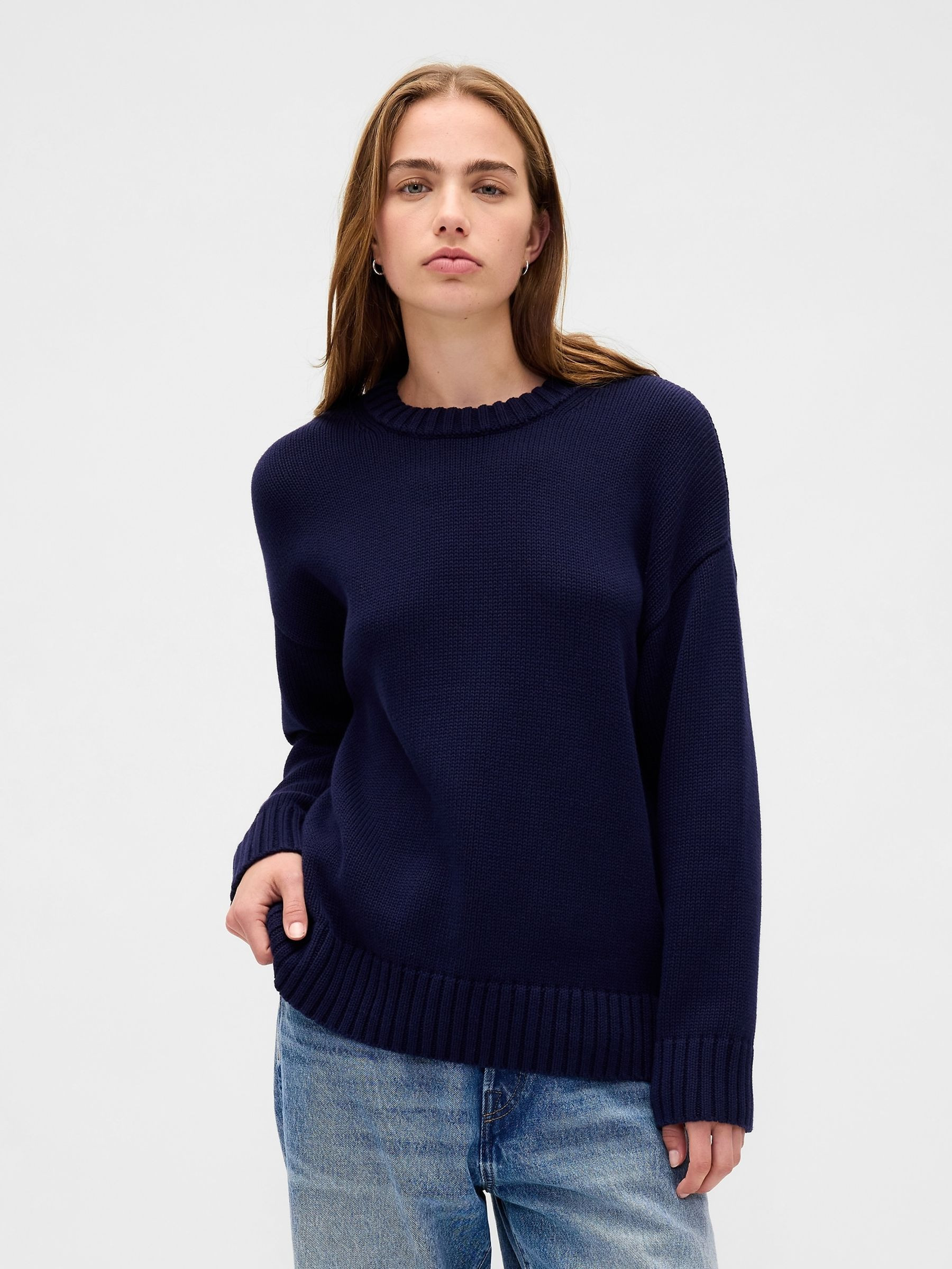 Navy Blue Cotton Oversized Jumper | Gap | GAP UK