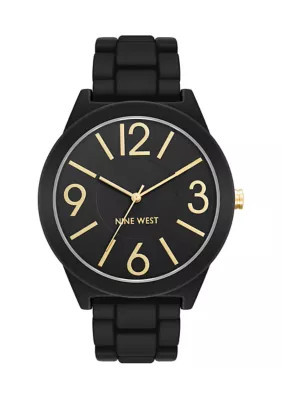 Nine West Women's Quartz Round Gun Alloy Metal Bracelet Watch, Black | Belk