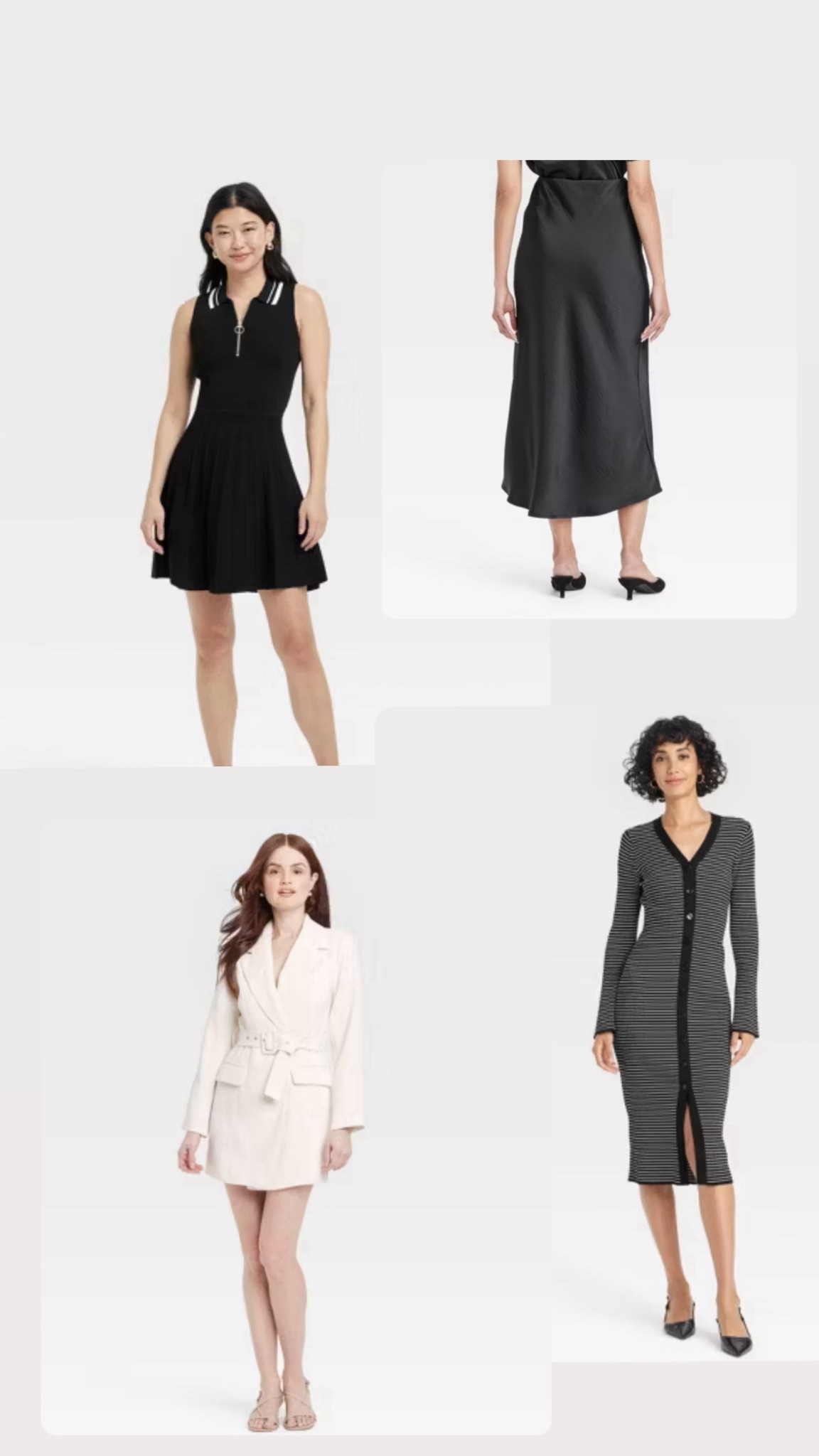 Recent Target purchases that are on major sale. The black striped dress and black satin skirt work great for church. I sized down on everything except the cream blazer dress. I wanted the blazer to have a little more length for my personal preference. 

#LTKStyleTip #LTKSaleAlert #LTKWorkwear