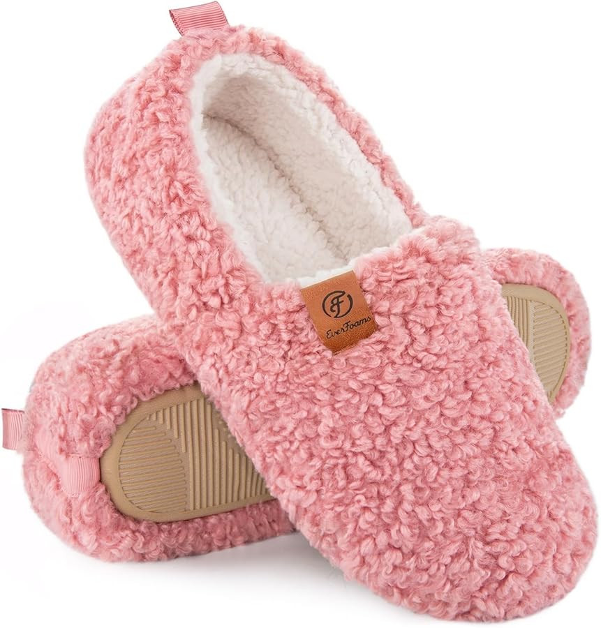 EverFoams Women’s Soft Curly Full Slippers Memory Foam Lightweight House Shoes Cozy Loafer with... | Amazon (US)