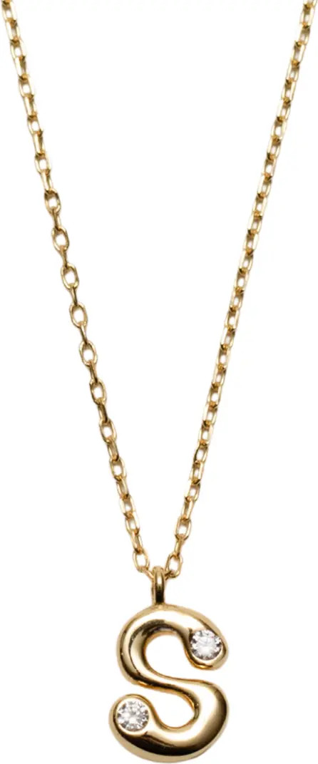 Argento Vivo Sterling Silver Cubic Zirconia Bubble Initial Necklace | Nordstrom | Nordstrom