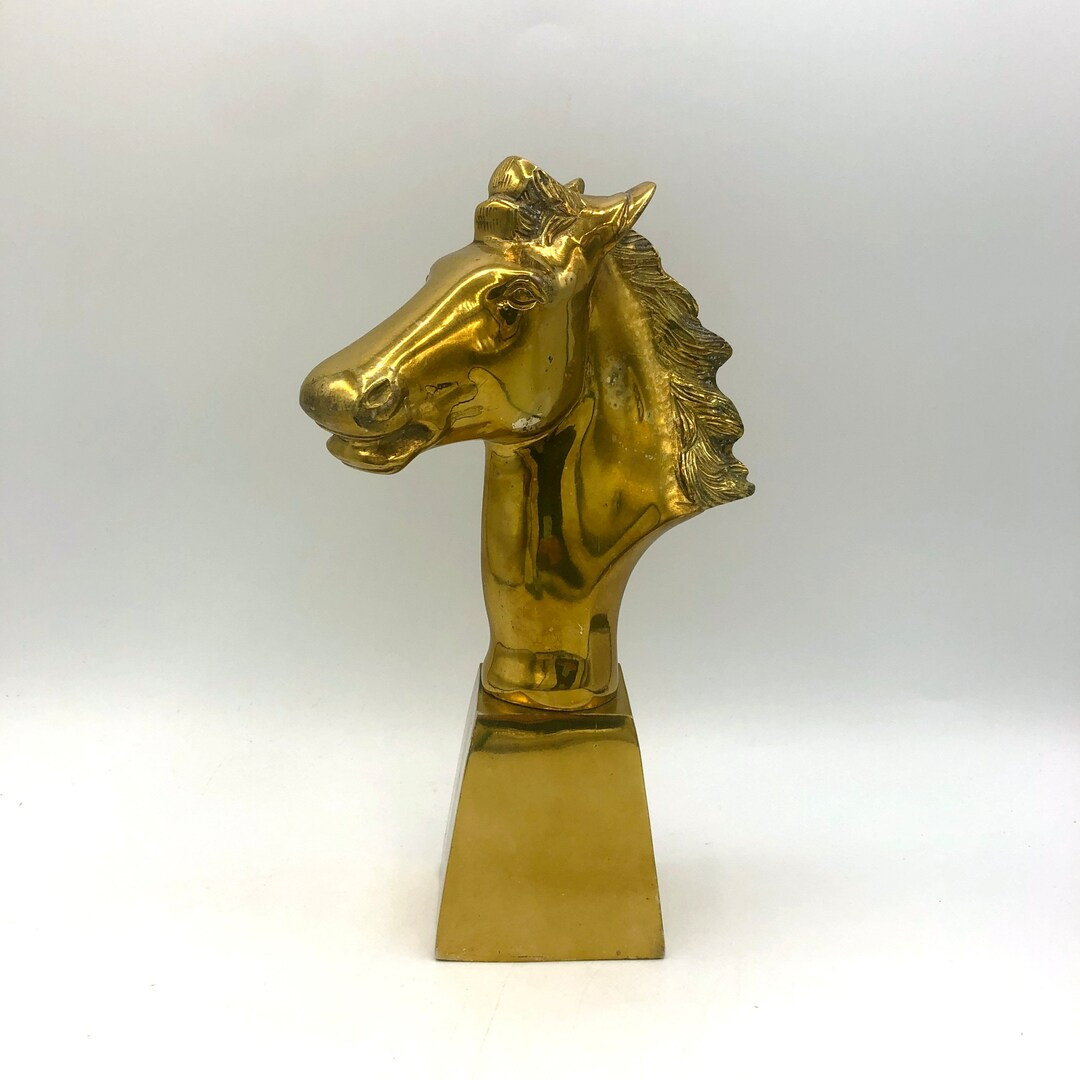 Vintage Gold Tone Metal Brass Horse Head Statue~bust~figurine~glossy - Etsy | Etsy (US)