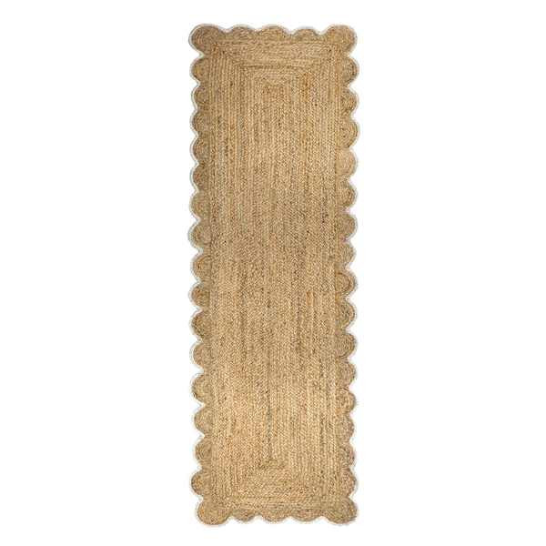 Ivory Bordered Scalloped Braided Jute Runner, Natural | At Home
