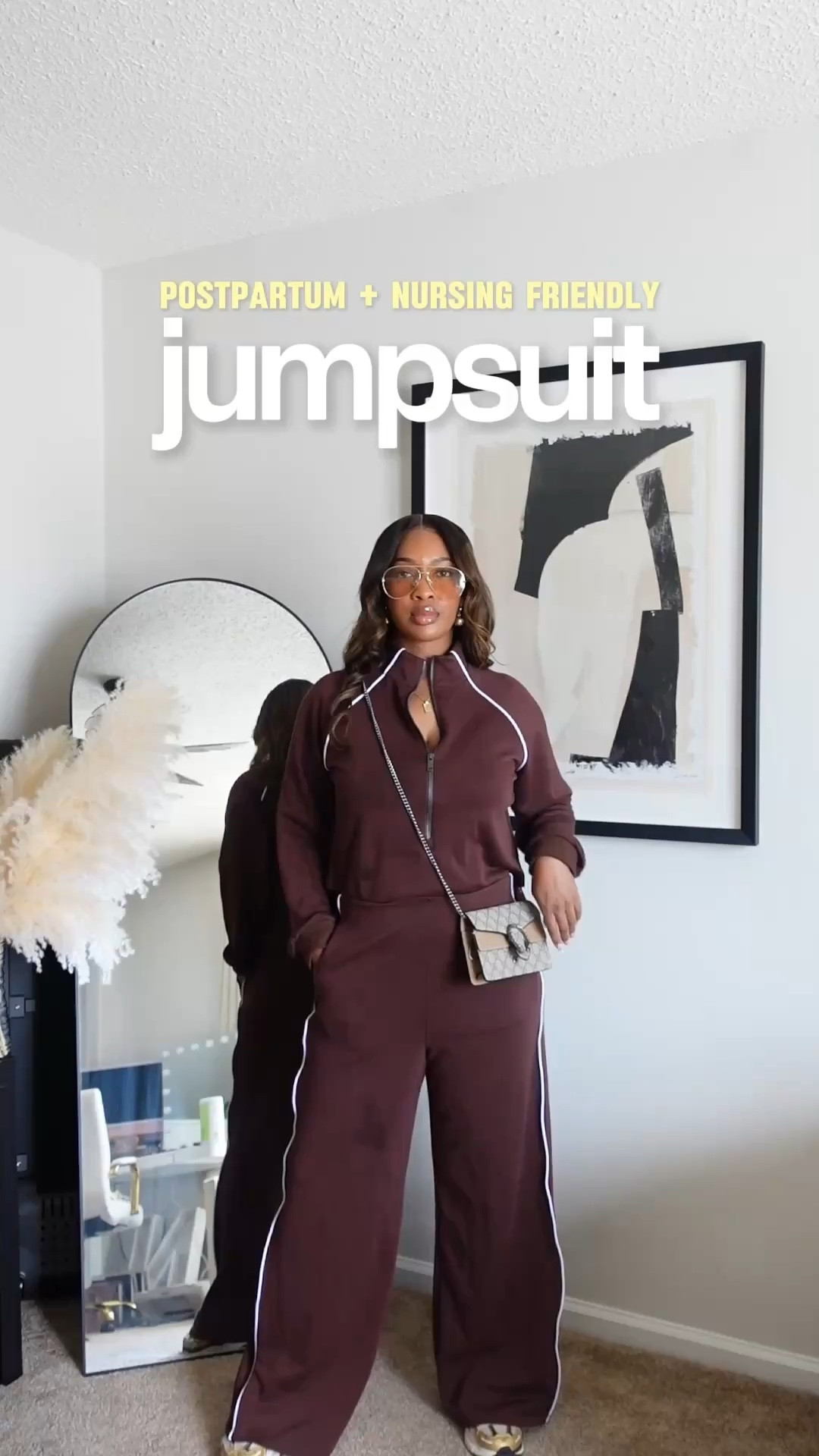 Postpartum & Nursing Friendly Jumpsuit. Wearing Size Large 