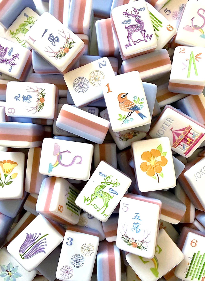 Whimsical Purple 4-Layer Mahjong Tiles & Bag Bundle | Enchanted Fair Collection | American Mahjon... | Etsy (Global)
