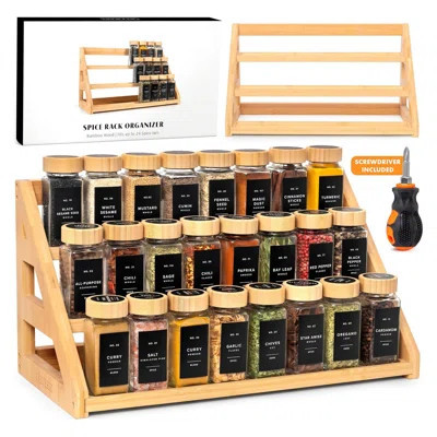 3-Tier Bamboo Spice Rack - 17.5" Wide, Holds 24 Jars (Jars Not Included) | Wayfair North America