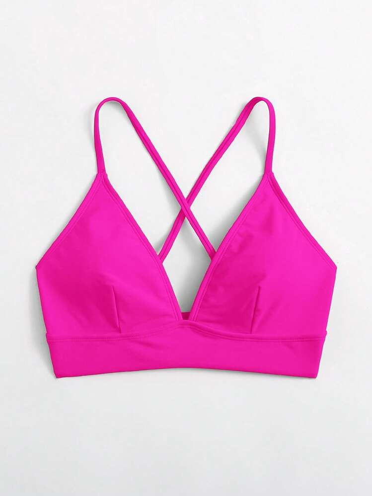 Swim Basics Summer Beach Criss Cross Back Bikini Top | SHEIN