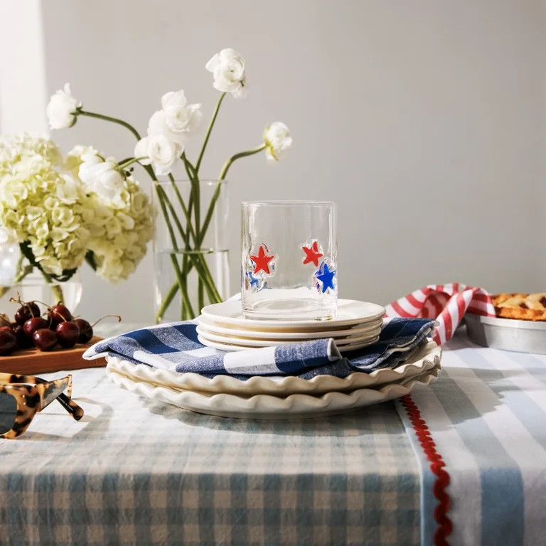 Thyme & Table 12 fl oz Red and Blue Patriotic Stars Charm Drinking Glasses, Set of 2 | Walmart (US)