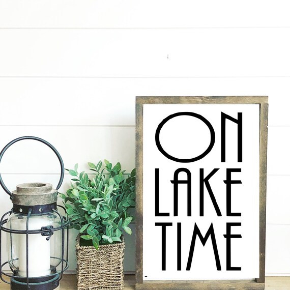 Lake Decor // Lake Sign // Lake House Sign // on Lake Time // | Etsy | Etsy (US)