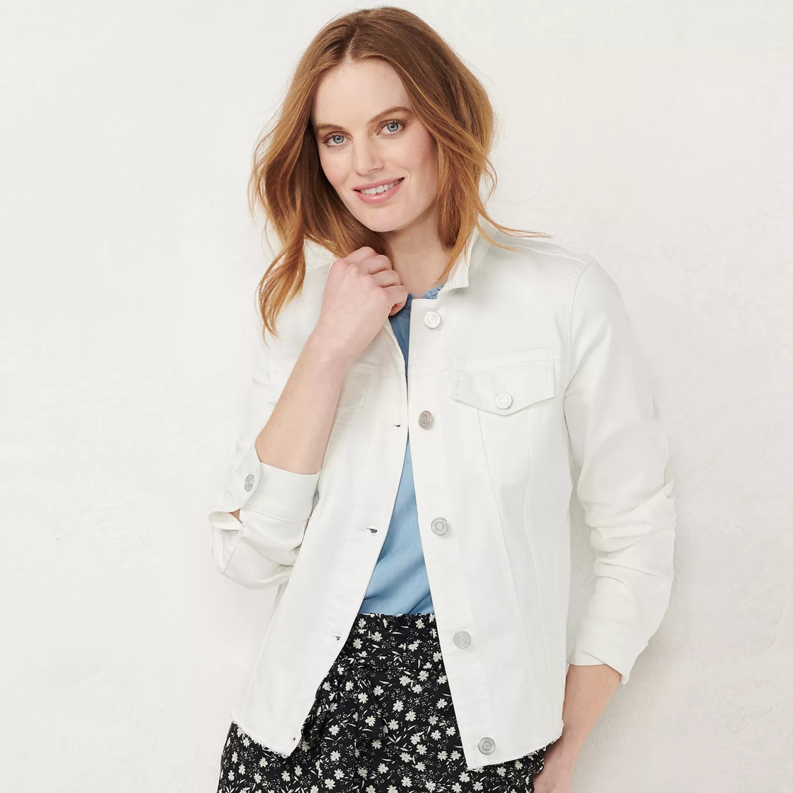 Women's LC Lauren Conrad Jean Jacket, Size: Medium, White | Kohl's