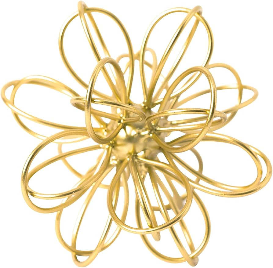 5.5" Metal Geometric Table Top Decor, Gold Abstract Floral Sculpture, Modern Metal Geometric Deco... | Amazon (US)