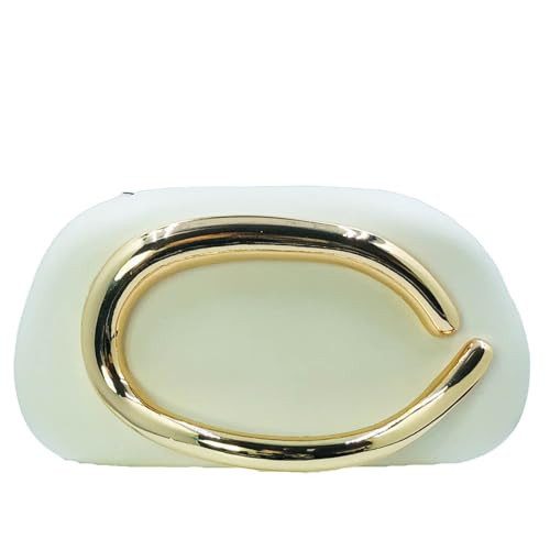 Boutique De FGG PU Leather Metal Clutches Women Formal White Clutch Evening Bag Party Chain Shoulder Handbag Crossbody Purse,Mini | Amazon (US)