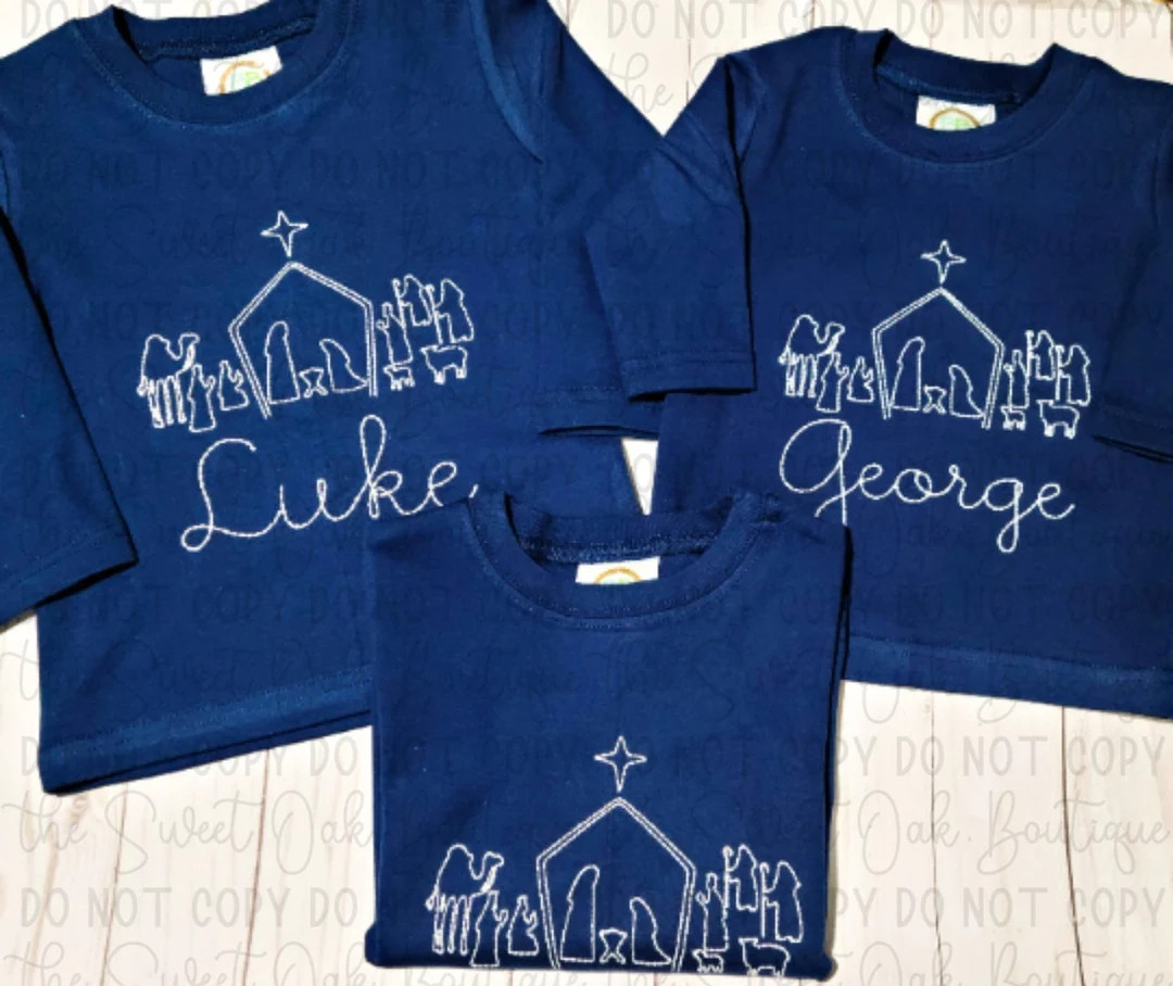 Embroidered Nativity Shirt Custom Toddler Christmas Nativity Shirt Personalized Embroidered Chris... | Etsy (US)