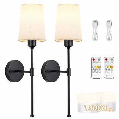 2 Pack Wall Sconces Battery Operated, Battery Operated Wall Sconce13000mah Wall Sconce With Remote Battery Powered Sconces Decor Wall Lights For Livin | Wayfair North America