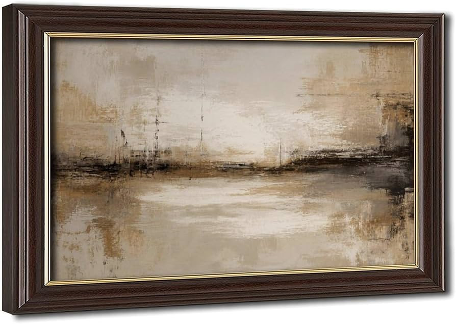 Abstract Neutral Landscape Canvas Wall Art Warm Beige Brown Modern Painting | Amazon (US)