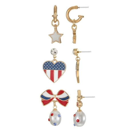 Way to Celebrate Americana Patriotic Dangle Earring Trio | Walmart (US)