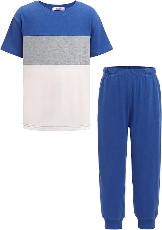 Arshiner Boy's Pants Set - 2 Piece ColorBlock Short Sleeve T-Shirt and Active Pants - Casual Clot... | Amazon (US)