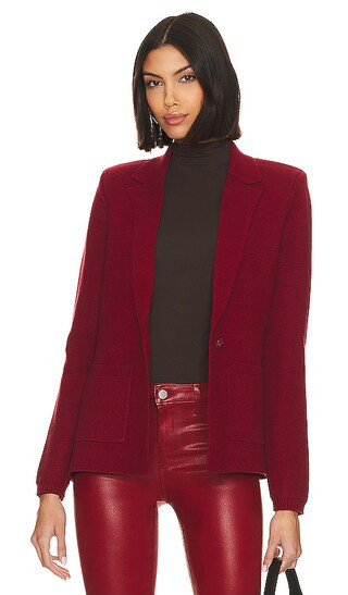 Lacey Knit Blazer in Dark Bordeaux | Revolve Clothing (Global)