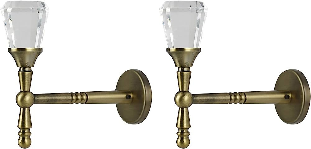 Urbanest Set of 2 Cristallo Crystal and Metal Drapery Tieback Holdback, Antique Brass | Amazon (US)