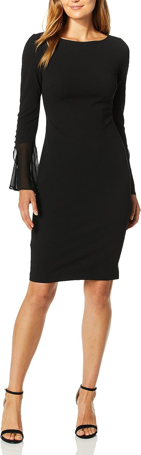 Calvin Klein Sheath Chiffon Bell Sleeves – Women’s Casual Dresses | Amazon (US)